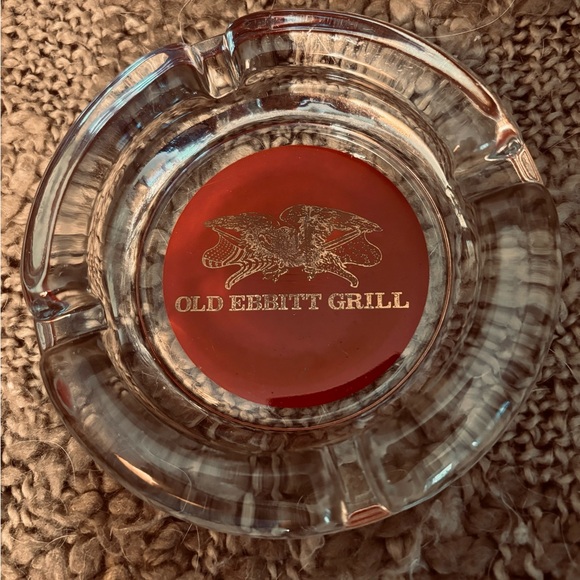 Vintage Old Ebbitt Grill From Washington, DC Mid Century Glass Ashtray Round - Picture 3 of 6